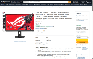 Monitor ASUS ROG Strix 27" 4K 160Hz por $6,254 | Oferta Amazon