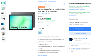 Tablet Samsung Galaxy Tab A11+ 128GB por $2,904 | Mercado Libre (OXXO)