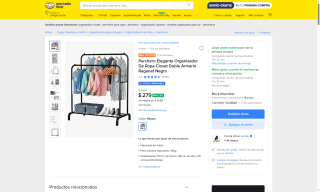 Perchero Doble Varilla 146cm por $279 | Oferta Mercado Libre
