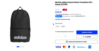 Mochila Adidas Casual Classic Foundation 20L por $357 | Martí
