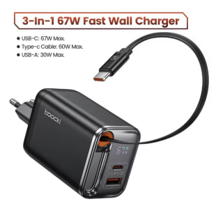 Toocki Cargador 67W GaN USB C con Cable por 18,23€