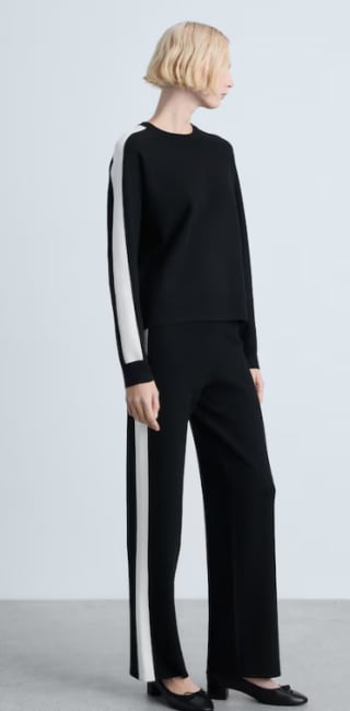 Pantalón de punto con raya contraste por 7.99€