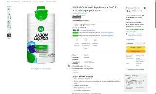 Pinol Jabón Líquido 5.1L por $139 | Amazon