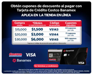 Cupones hasta $6,000 en Costco con Tarjeta Costco Banamex