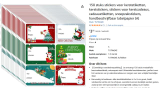 150 kerstetiketten voor €3,05 bij Amazon