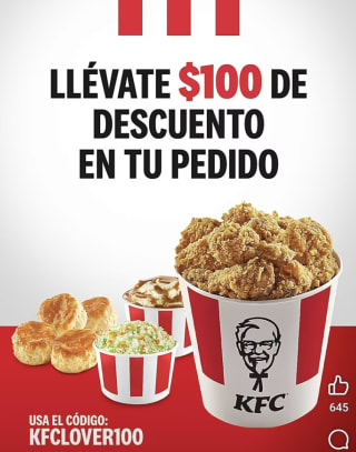 Cupón KFC: $100 de Descuento