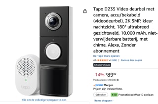 TP-Link Tapo D235 Smart Battery & Wired Doorbell voor €79 bij Amazon