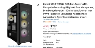Corsair iCUE 7000X RGB full tower zwart voor €179,98 bij Amazon
