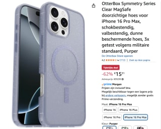 OtterBox Symmetry Clear MagSafe Apple iPhone 16 Pro Max voor €15,31 bij Amazon