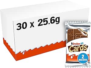 Kinder Cards Wafer Biscuit, Bulk Chocolate Gift Pack Pack of 30 x 25.6g