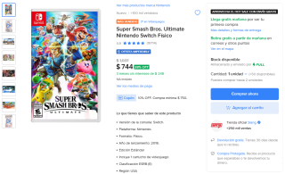 Super Smash Bros. Ultimate para Switch por $744 | Oferta Mercado Libre