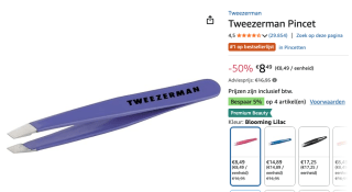 Tweezerman pincet voor €8,49 bij Amazon
