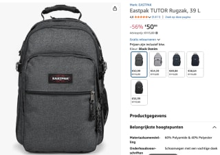 Eastpak TUTOR Rugzak, 39 Liter, 15 inch laptopvak voor €50,99 bij Amazon