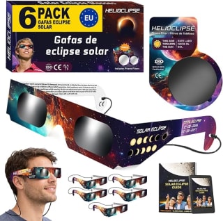 Helioclipse 6 Gafas Eclipse Solar Homologadas ISO 12312-2 2026 por 5.97€