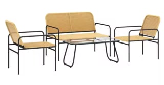 Outsunny Conjunto Jardín Ratán 4 Piezas Natural por 72,50€