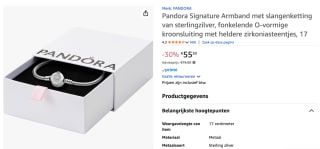 Pandora Signature-O-kroon, slangenschakelarmband, voor €55,30 bij Amazon