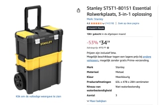 Stanley Koffers Gereedschapswagen Essential 3in1 voor €34,39 bij Amazon