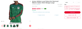 Jersey Adidas México Qatar 2022 Manga Larga por $565 | Sears