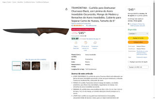Cuchillo Tramontina 6" Acero Inoxidable por $245 | Oferta Amazon