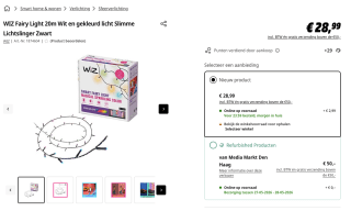 WIZ Fairy Light 20m Wit en gekleurd licht Slimme Lichtslinger Zwart voor 28,99 euro