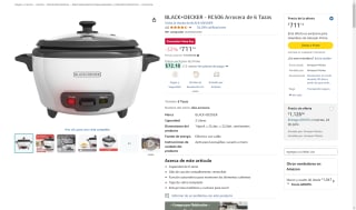 Arrocera 6 Tazas BLACK+DECKER por $711 | Oferta Amazon