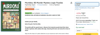 Murdoku 80 Murder Mystery Logic Puzzles voor €12,51 bij Amazon