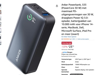 Anker 533 PowerCore (30W) Powerbank voor €23,73 bij Amazon