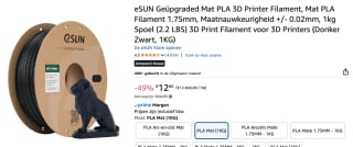 1 KG eSUN Geüpgraded Mat PLA 3D Printer Filament oor €12,80 bij Amazon