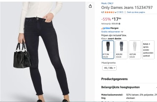 Only Dames Jeans voor €17,94 bij Amazon