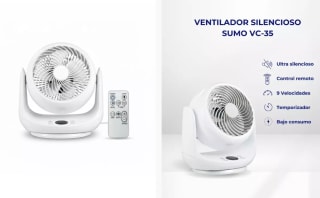 Ventilador silencioso de mesa con control remoto VC-35 $44.990