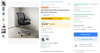 Silla Ejecutiva Oficina Ergonómica Escritorio T-Lab por $585 en Mercado Libre