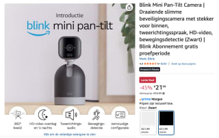 Mini Pan-Tilt Beveiligingscamera voor €21,99 bij Amazon
