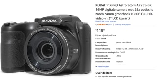 KODAK PIXPRO Astro Zoom AZ255-BK 16MP digitale camera voor €119,99 bij Amazon