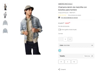 Chamarra American Eagle denim por $595 | Oferta Liverpool