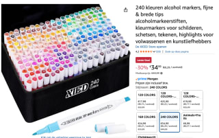 240 stuks gekleurde alcoholmarkers voor €34,99 bij Amazon
