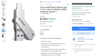 Orico USB 128GB Tipo C por $396 | Mercado Libre