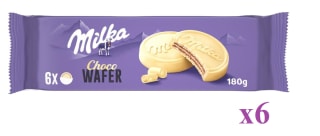 6 x Galletas choco wafer chocolate blanco Milka bolsa 180 g por 12.28€