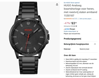 HUGO FIRST - Horloge voor €83,95 bij Amazon