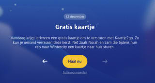 Claim een gratis kaartje + postzegel twv 5,25 euro bij Kaartje2go via NS wintercity
