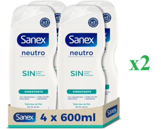 2 Packs de 4 botes de 600ml de SANEX Neutro Sin Hidratante Gel de Ducha por 13.60€