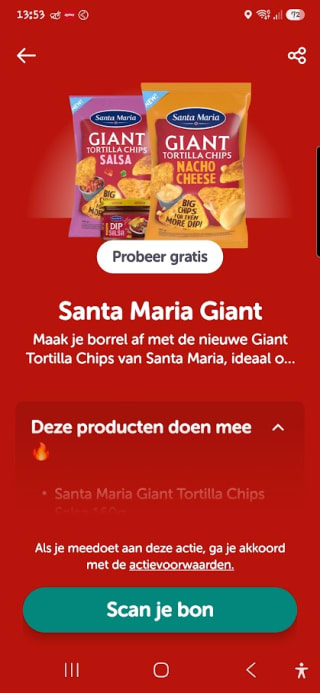100% cashback op Santa Maria Giant via Tikkie en Jumbo