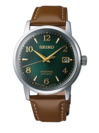 Montre Seiko Presage automatique date cadran vert bracelet cuir 38,5 mm à 450€