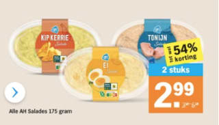 AH-salades: 2 stuks voor €2,99 bij Albert Heijn