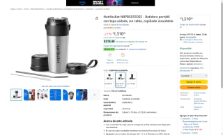 Batidora portátil Nutribullet NBPB50350SS por $1,310 | Amazon