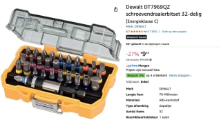 DeWALT DT7969 32-delige Bitset in Casette voor €9,55 bij Amazon