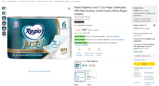 Papel Higiénico Regio Just 1 (6 rollos) por $59 en Amazon