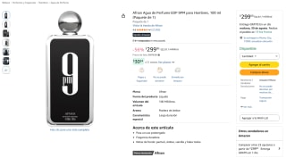 Afnan 9PM eau de parfum (100 ml) por $299 en Amazon