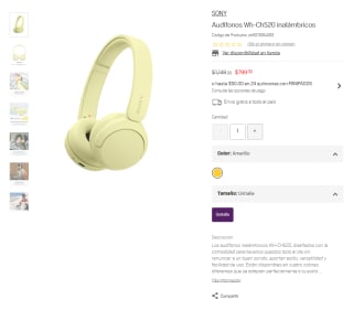 Audífonos SONY WH-CH520 por $799 | Oferta Suburbia