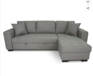 Canapé d'angle convertible réversible 4 places - Tissu gris clair à 599,99€