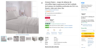 Juego Sábanas Queen Amazon Basics 4 Piezas Gris Claro por $302 | Amazon